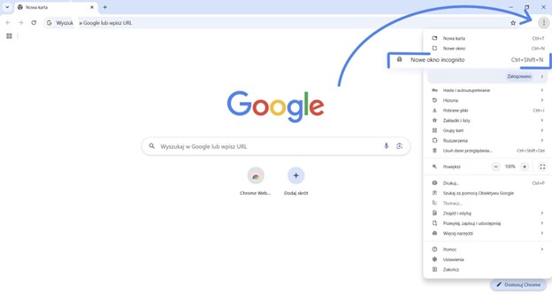 Tryb incognito w Google Chrome